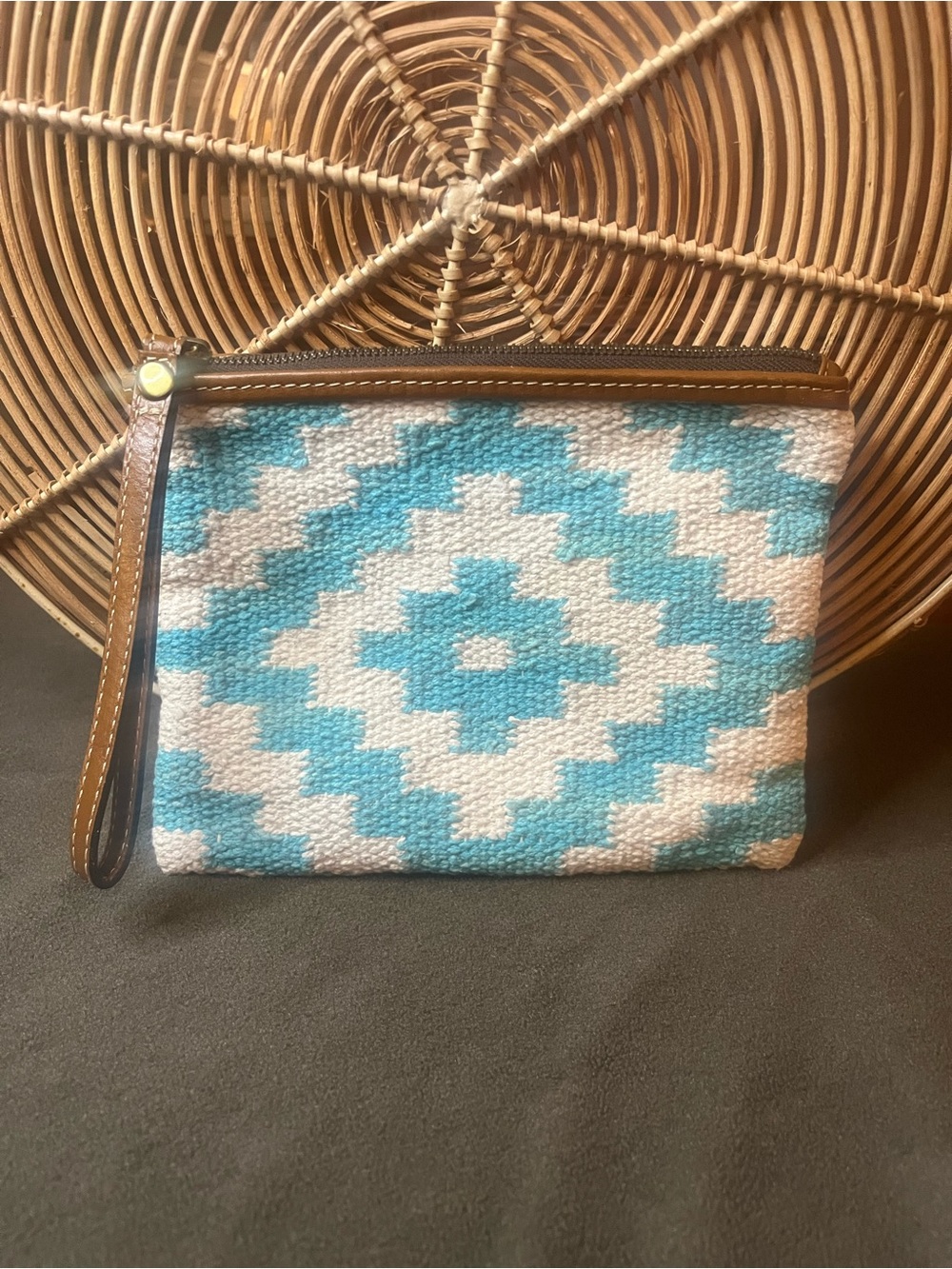 Patricia Nash Turquoise Southwestern Wristlet Clutch Pouch Zip Bag